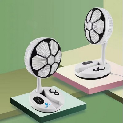 USB Folding Fan Rechargeable Outdoor Portable Travel Home Nightlight Table Fan