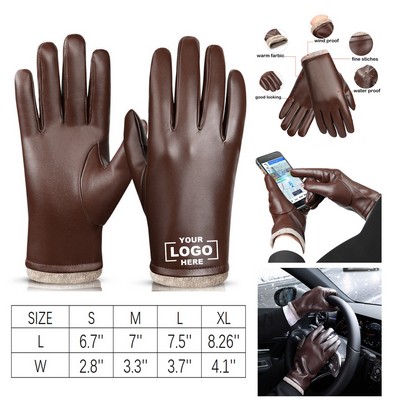 Winter Thermal Touchscreen Leather Gloves