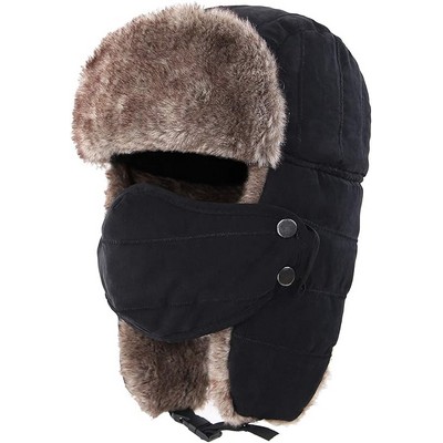 Men's Trooper Trapper Hat Warm Winter Hats with Removable Face Mask Earflaps