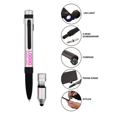 6 In 1 Screwdriver Compass Touch Cell Phone Holder Light Pen