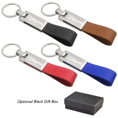 Leather Strap Keychain w/ Metal Plate