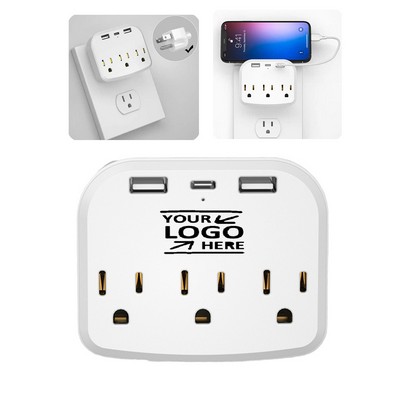 3 Outlets 2 USB Ports And 1 Type-C Wall Power Strip