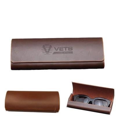 Retro PU Leather Hard Shell Eyeglass Case