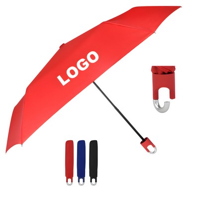 38" Arc 190T Pongee Fabric Manual Folding Telescopic Umbrella w/Clipper Buckle