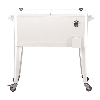 Retro Cooler Rolling 73L Rolling Vintage Cooler - White