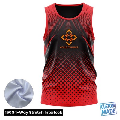 Unisex and Kids' Sublimation Jersey Style Tank Top - 1-Way Stretch Performance Interlock