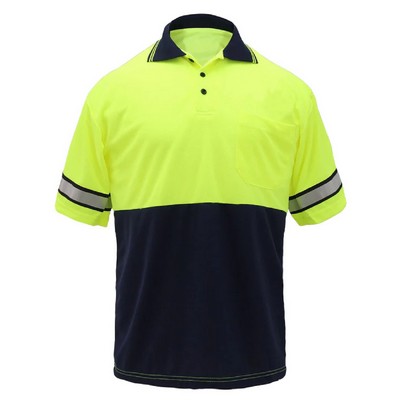 First Class High Visibility Two Tone Polo Shirt with Reflective Stripes