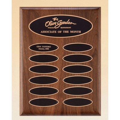 Perpetual Series Walnut Plaque w/ 12 Individual Elliptical Plates (9"x12")