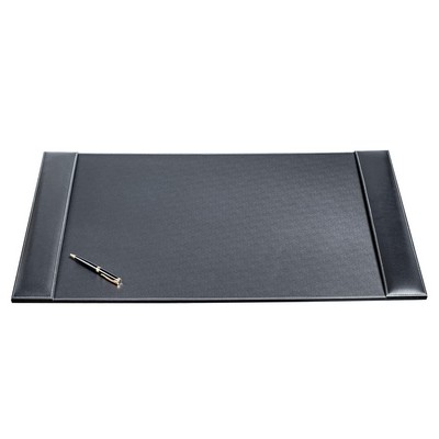 Rustic Black Leather Side-Rail Desk Pad (34"x20")