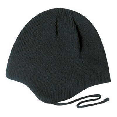 Rib Knit Acrylic/Polyester Fleece Helmet Cap