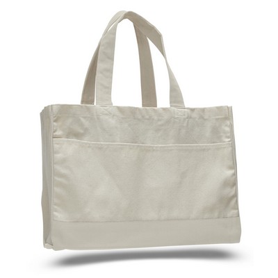 Natural Canvas Tote Bag w/ Velcro Closure - Blank (22"x13"x5")