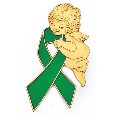 Green Ribbon Angel Pin