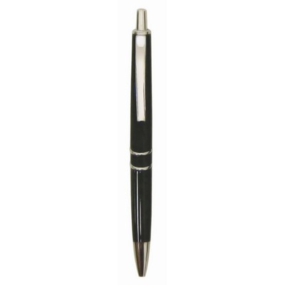 Ball Point Pen, Satin Black/Silver - Metal Pocket Clip - Pad Printed