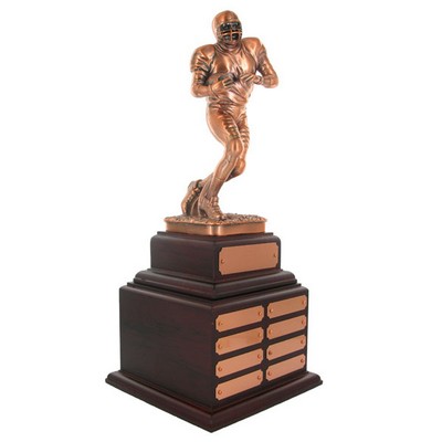 16" Bronze Football Perpetual Trophy w/32 Copper Plates