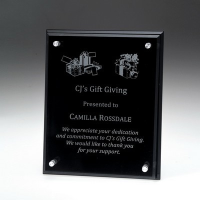 6" Black Plaque w/Glass Award