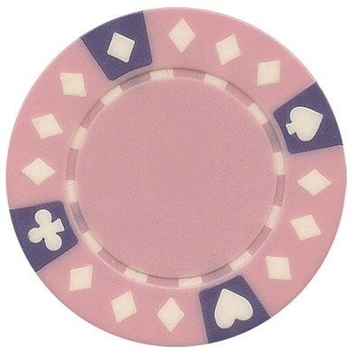 Closeout: 11.5 gram ABS Diamond Suited tri color pink poker chips - Blank