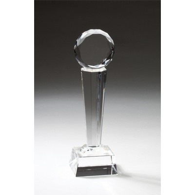 Merlon Optic Crystal Faceted Tower Trophy Award - 10 1/4'' h