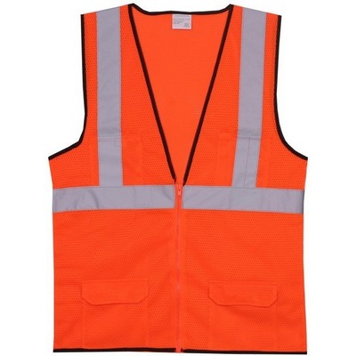 Orange Solid Zipper Safety Vest (Small/Medium)