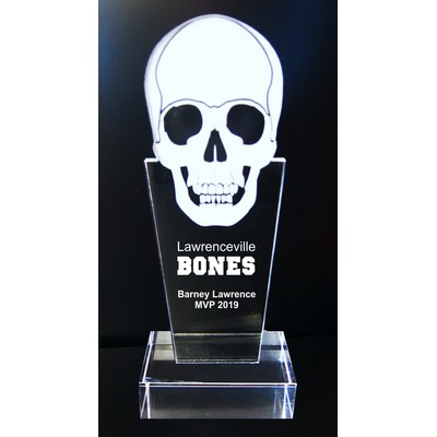 EXCLUSIVE! Acrylic and Crystal Engraved Award - 9-1/2" Tall - Skull