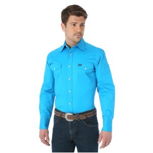 Wrangler® Men's Blue Cowboy Cut® Premium Performance Advanced Comfort Work Shirt