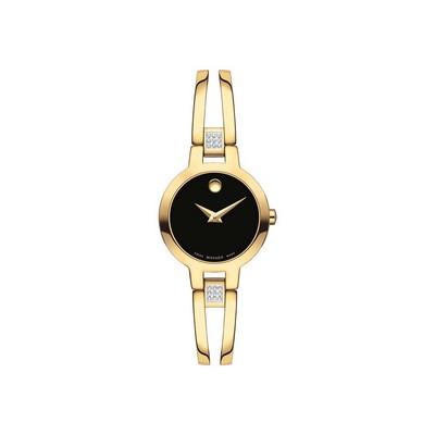 Movado Ladies' Amorosa Yellow Gold Watch w/Black Dial