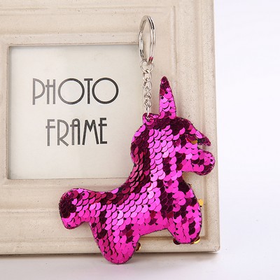 Horse Shaped Reversible Sequins Keychain