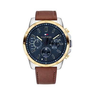 Tommy Hilfiger® Gents Watch w/Brown Leather Strap