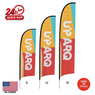 12' Premium Concave Flag Kit w/X Base