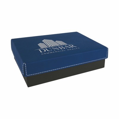 7 3/8" x 5 3/4" Blue/Silver Leatherette Gift Box