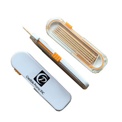 Pocket Plastic Toothpick Dispenser Including Toothpicks