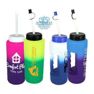 32 Oz. Mood Grip Bottle w/Flexible Straw