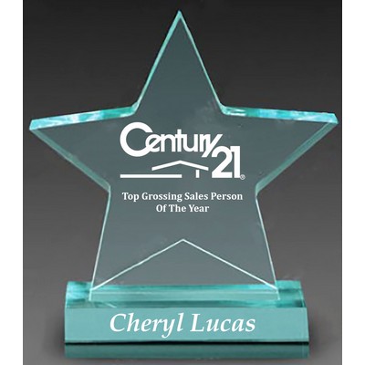 Acrylic Star Award With Base, Jade, Medium (6" x 6-3/4")