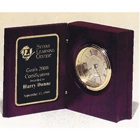 Airflyte® Hand-Rubbed Mahogany-Finish Book Clock w/Gold-Spun Dial & Three Hand Movement