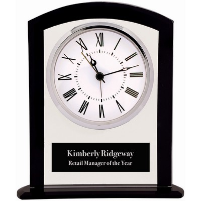 6 1/4" Black/Clear Glass Square Arch Clock