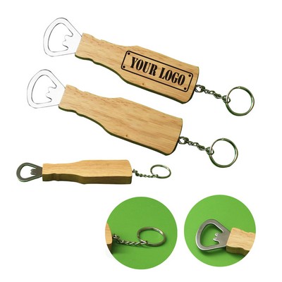 Wooden Bottle Opener Keychain