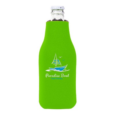 Zipper Beer Bottle Cooler (2 Color Imprint)