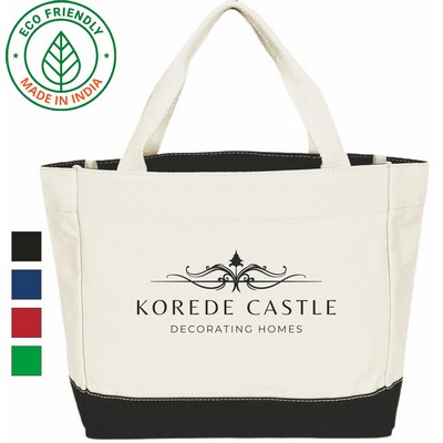 Elegant Tote Bag Eco Friendly Canvas Black Trim