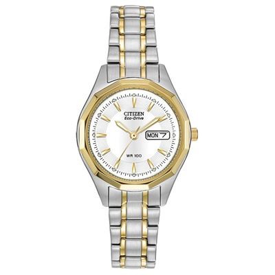 Citizen Ladies' Silhouette Sport Eco-Drive Two-Tone Watch w/White Dial