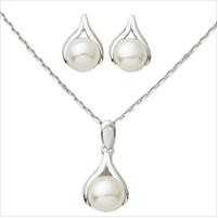 Jilco Inc. Wishbone Pearl Earring & Necklace Set