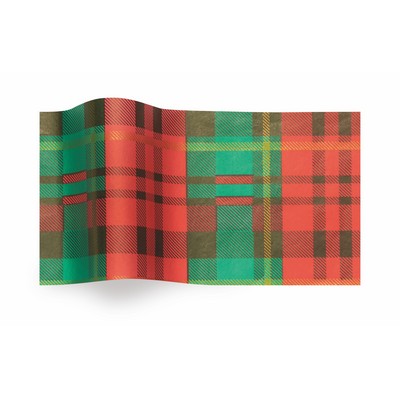 Season's Greetings Presently Plaid Wrapping Tissue (20"x30")