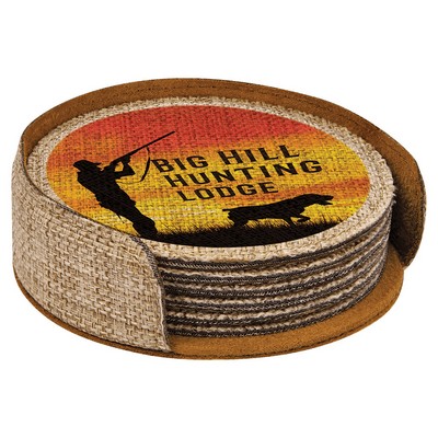 4" Sublimatable Burlap Round 6-Coaster Set