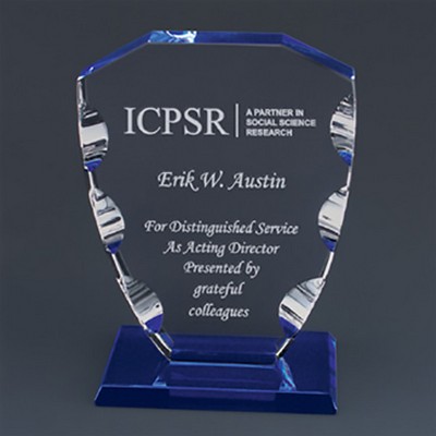 Echelon Crystal Award w/ blue crystal base - 4"x6"