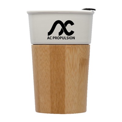 14 Oz Ceramic Tumbler W/ Bamboo Sleeve