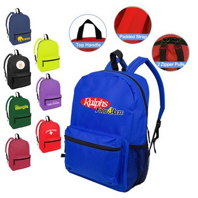 Standard 600D Polyester Backpack with Side Mesh Pocket ( 8 Colors Available )