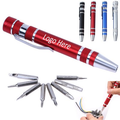 8-in-1 Aluminum Tool Pen With Screwdriver