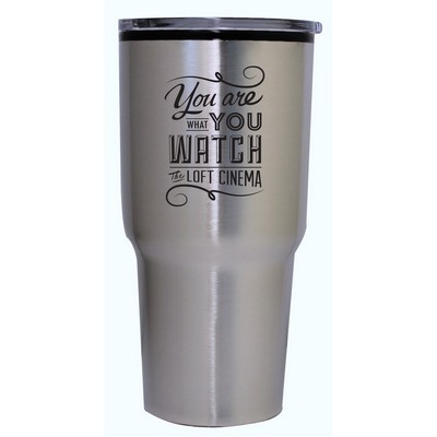 30 Oz. Stainless Steel Tumbler w/Plastic Interior & Sip Thru Lid