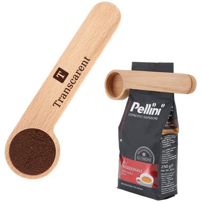 Wooden Coffee Scoop And Bag Clip