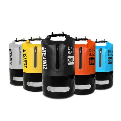 20L Foldable Waterproof Dry Bag w/Pocket & Reflective Strip