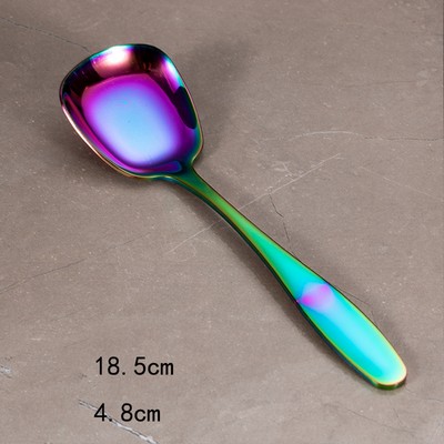 7.28 Inch #L Colorful Stainless Steel Ice Cream Spoon Yogurt Spoon 304 Coffee Pudding Spoon