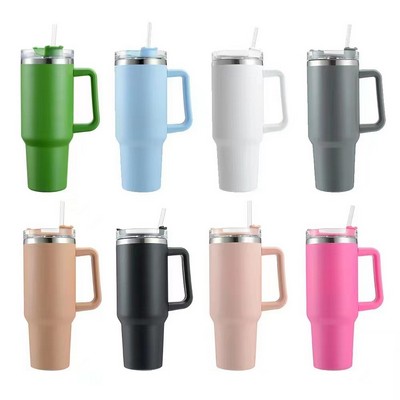 40 oz Tumbler with Handle, Reusable Vacuum Tumbler, Insulated Tumbler With Lid and Straws